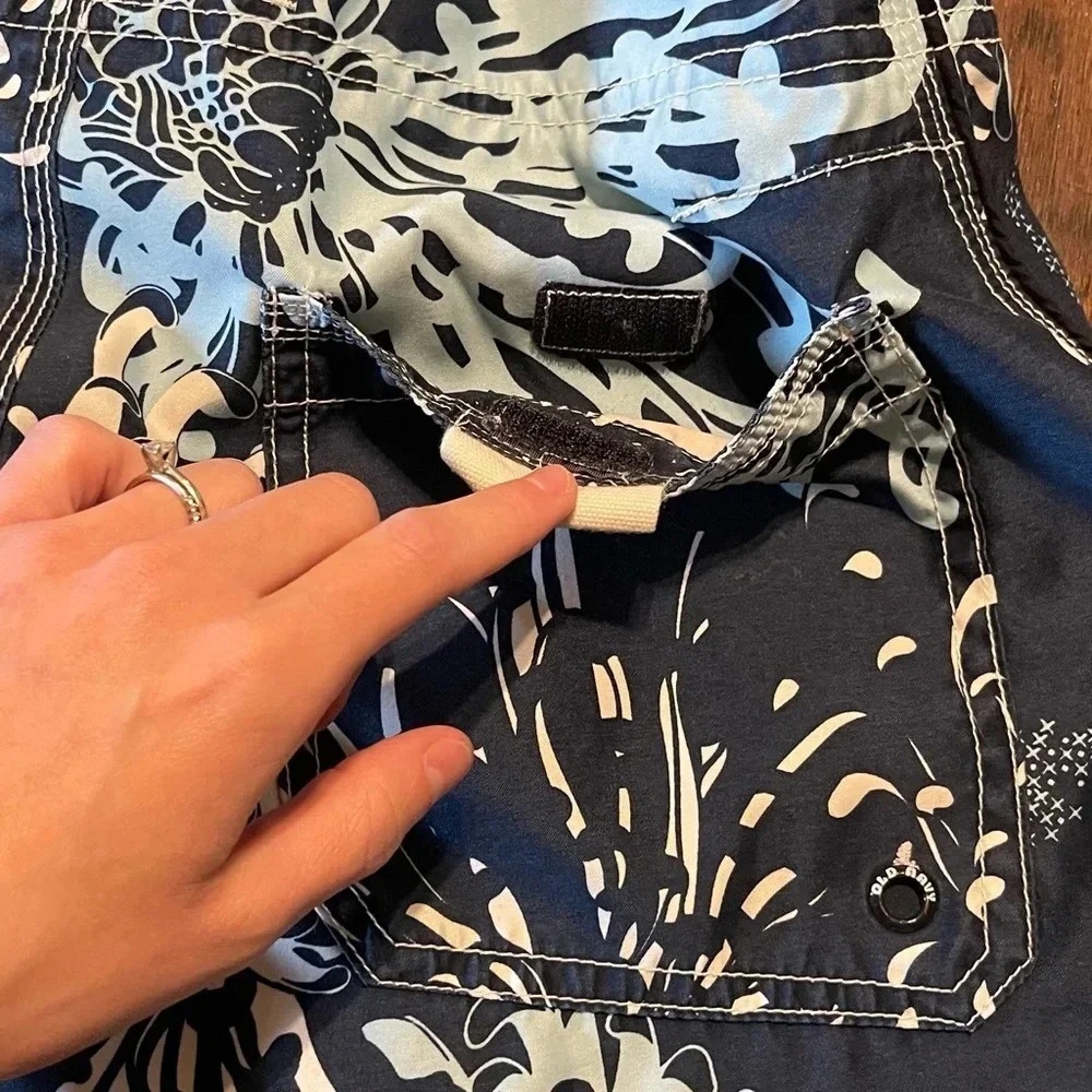 Old Navy Floral Board Shorts Swim Trunks Blue Tropical Beach Summer - Picture 6 of 12